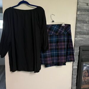 Black Peasant Blouse with 3/4 elastic puff sleeves, silver tie caps